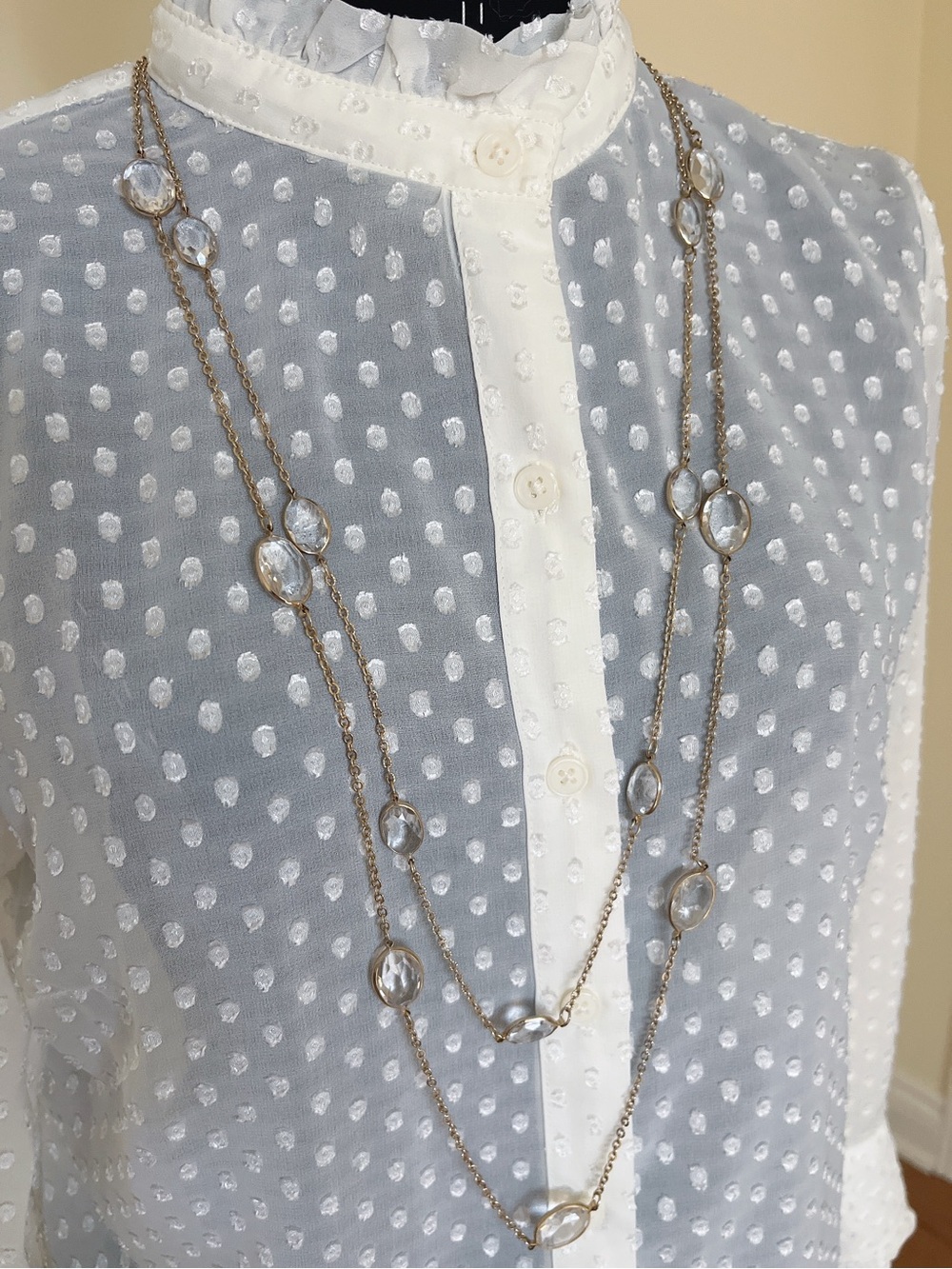 Banana Republic Gold-tone Clear Stone Double Strand Necklace